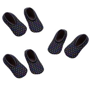 Womens Slipper Socks Dots Pattern Ankle Floor Slippers with Non Slip Grippers, 3 Pairs