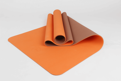 2 Tone TPE Premium Yoga Mat (Color: Orange/Brown)