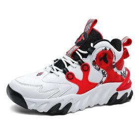 Men's Basketball Shoes Sneakers Breathable Running Shoes Men's Outdoor Basketball Shoes High Quality Men's Shoes (Color: White red, size: 39)