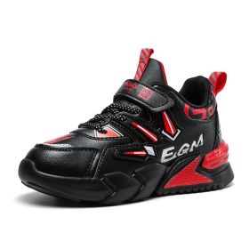 Children's Sneakers Boys Basketball Sneakers Boys High Quality Comfortable Running Children's Shoes Casual Children's Shoes (Color: Black red, size: 32)