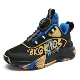 Basketball Shoes Boys Shoes Casual Kids Sneakers Breathable Fashion High Quality Boys Running Shoes Size 31-40 (Color: black gold, size: 32)