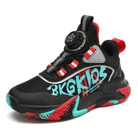 Basketball Shoes Boys Shoes Casual Kids Sneakers Breathable Fashion High Quality Boys Running Shoes Size 31-40 (Color: Black red, size: 35)