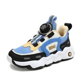 Summer children's fashion sports shoes boys running casual breathable outdoor children's shoes lightweight sports shoes (Color: Blue, size: 37)