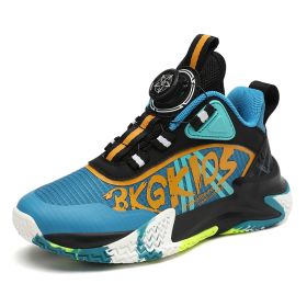 Basketball Shoes Boys Shoes Casual Kids Sneakers Breathable Fashion High Quality Boys Running Shoes Size 31-40 (Color: Black blue, size: 32)