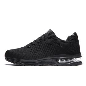 Running Shoes New Cheap Mesh Breathable Unisex Air Sole Women Sports Shoes Lace-up Men Outdoor Sneakers Walki (Color: Black, size: 39)