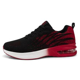 New Arrival Men Running Sneakers for Male Breathable Cushion Walking Sport Shoes Mens Chaussure Homme Sport Trainer Hombre Shoes (Color: Black red, size: 42)