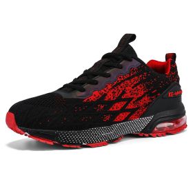 Men's Running Shoes Athletics Breathable Lightweight Racing Mesh Tennis Jogging Walking Sneakers Man Sneaker Male Zapatos Hombre (Color: Black red, size: 44)