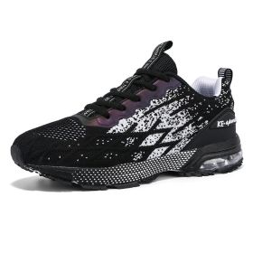 Men's Running Shoes Athletics Breathable Lightweight Racing Mesh Tennis Jogging Walking Sneakers Man Sneaker Male Zapatos Hombre (Color: BLACK WHITE, size: 45)