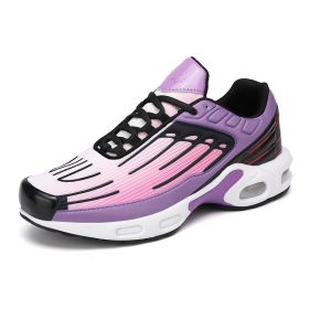 Couples Jogging Shoes Men Breathable Marathon Running Shoes Women's Sports Sneakers Air Cushion Gym Shoes Man Running Sport Race (Color: Pink Purple, size: 42)