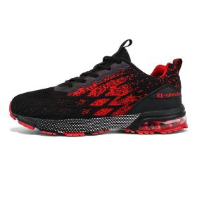 Men Sport Running Shoes Comfortable Outdoor Walking Jogging Sneakers Breathable Athletic Sport Trainers for Men Chaussure Homme (Color: black red 9079, size: 40)