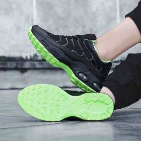 New Most Popular Style Men Running Outdoor Walking Sneakers Comfortable Air Mesh Athletic Sport Shoes for Men Zapatos De Hombre (Color: black green 0138, size: 44)