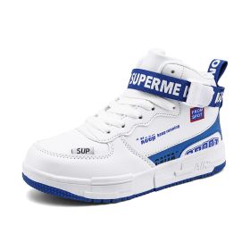 Kids Casual Shoes for Boys Girls Sneakers Unisex Children basket Trainers Child Tennis Sneakers Kids Sport Running Shoes 2021 (Color: White sapphire blue, size: 35)