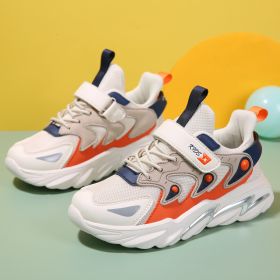 Summer Fashion Children's Outdoor Sports Shoes Boys Running Walking Shoes Breathable Soft Sole Casual Light Sneakers Shoes 2022 (Color: White orange, size: 38)