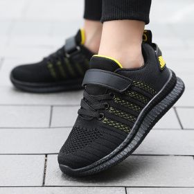 Boys Sneakers Shoes Breathable Soft Anti-Slip Running Sports Shoes Fashion Primary School Kid's Shoes Size 30-39 (Color: Black yellow, size: 36)