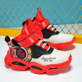 2022 New Kids Running Shoes for Girls Chunky Sneakers Breathable Mesh Boys Designer Shoes Children Casual Walking Tenis Sneakers (Color: Red, size: 35)