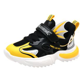 Boys Sneakers Boys Casual Sports Shoes for Girls High Quality Breathable Boys Kids Running Shoes Chaussure Basket Enfant (Color: Black yellow, size: 32)