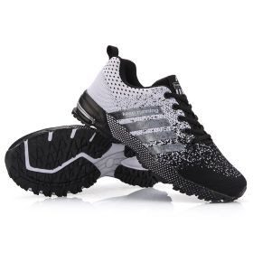 Men Shoes Breathable Mesh Trendy Sneakers Women Original Running Super Light Walking Big Size Man Tennis Shoes Zapatillas Hombre (Color: black white 8702, size: 44)