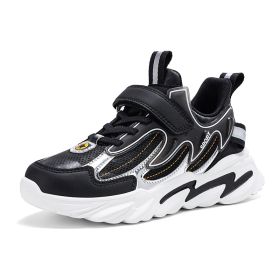 Autumn Fashion Children's Outdoor Sports Shoes Boys Running Walking Shoes Breathable Soft Sole Casual Light Sneakers Shoes (Color: Black, size: 31)