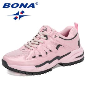 BONA 2022 New Designers Classics Sneakers Women Mesh Breathable Running Shoes Ladies Walking Shoes Jogging Footwear Feminimo (Color: Light beige black, size: 7.5)