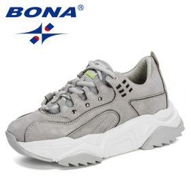 BONA 2022 New Designers Running Shoes Sport Shoes Ladies Athletic Shoes Sneakers Women Walking Jogging Footwear Zapatos De Mujer (Color: Dark grey S gray, size: 7)