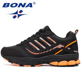 BONA New Hot Style Women Running Shoes Outdoor Activities Sport Shoes Lace Up Popular Sneakers Comfortable Athletic Shoes Ladies (Color: Orange Black, size: 8.5)