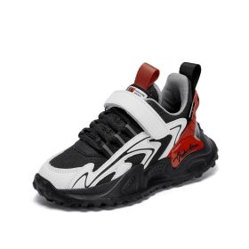 2022 Children's Footwear Sneakers Kids Basketball Sneakers Fashion Platform Sports Shoes for Boys Running Shoes Autumn (Color: Black red, size: 28)