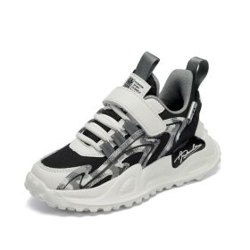 2022 Children's Footwear Sneakers Kids Basketball Sneakers Fashion Platform Sports Shoes for Boys Running Shoes Autumn (Color: Black and white, size: 39)