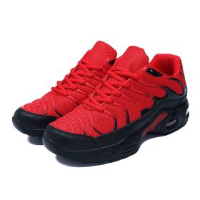 Men's shoes autumn new shock-absorbing air cushion running shoes outdoor mesh sneakers men's casual running shoes large size fashion shoes (Color: Red, size: 41)