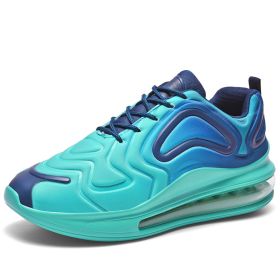 JJ tiger The latest color matching couples sky Eye air cushion shoes for men and women casual sports shoes (36-46 optional) (Color: Green dark blue, size: 46)