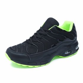 Men's shoes spring and autumn new all-palm air cushion running sneakers all-match trend men's platform casual shoes (Color: Green, size: 46)