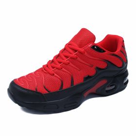 Men's shoes spring and autumn new all-palm air cushion running sneakers all-match trend men's platform casual shoes (Color: Red, size: 47)