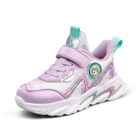 Kids Tenis Sneakers For Girls Fashion Lightweight Sports Running Shoes Children Casual Pu Leather Sneakers Autumn Winter Shoes (Color: Purple, size: 35)