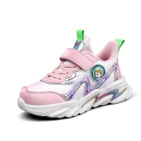 Kids Tenis Sneakers For Girls Fashion Lightweight Sports Running Shoes Children Casual Pu Leather Sneakers Autumn Winter Shoes (Color: Pink, size: 37)