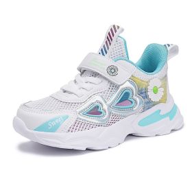 Kids Sneakers Girls Breathable Mesh Sport Shoes Non-slip Running Shoes Slip-on Children Light Casual Walking Shoe Tenis Infantil (Color: white girls shoes, size: 5.5)