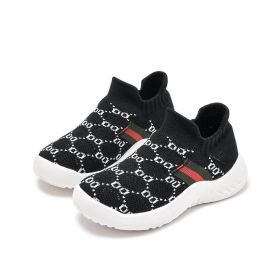 Baby Sneakers Infant Sock Shoes Fashion Children's Flat Baby Kids Girls Shoes Stretch Breathable Mesh Sports Running Shoes (Color: black-1, size: 21 (Insole 14cm))