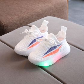 2022 Kids Led Shoes Children Sneakers Boy Child Sneaker for Girls Running Shoes Boys Children's Casual Sports Shoes Luminous (Color: White, size: 24 (Insole 15cm))