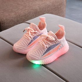 2022 Kids Led Shoes Children Sneakers Boy Child Sneaker for Girls Running Shoes Boys Children's Casual Sports Shoes Luminous (Color: Pink, size: 21 (Insole 13.5cm))