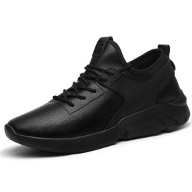 New Men's Sports Shoes Autumn and Winter Korean Plus Cotton Male Breathable Casual Sneakers Man PU Shoes Trend Running Shoes (Color: all black, size: 42)