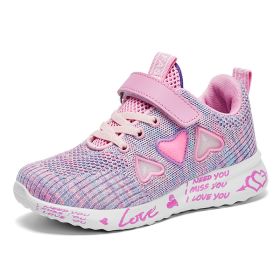 2022 Kids Casual Shoes For Girls Light Mesh Sneakers Kids Autumn Children Fashion Tenis Cute Sport Female Running Sock Footwear (Color: Pink, size: 28)