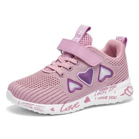 2022 Kids Casual Shoes For Girls Light Mesh Sneakers Kids Autumn Children Fashion Tenis Cute Sport Female Running Sock Footwear (Color: Lavender, size: 34)