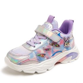 2022 Spring kids Sport Shoes For Girls Sneakers Children Shoes Fashion Casual Running Leather Child Shoes for girls (Color: Purple, size: 37)