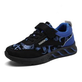 FLARUT Leather Children Shoes Big Boys Sneakers Breathable Light Outdoor Casual Sports Running Shoes School Trainers Tenis Shoes (Color: Blue Kids Shoes, size: 5.5)