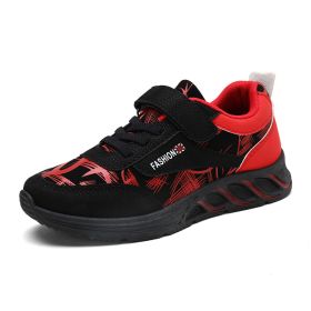 FLARUT Leather Children Shoes Big Boys Sneakers Breathable Light Outdoor Casual Sports Running Shoes School Trainers Tenis Shoes (Color: Red kids shoes, size: 1)