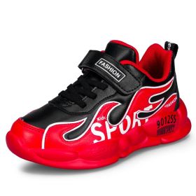 2022 Sport Shoes Kids Running Shoes For Boys Leather Sneakers Spring Autumn Big Children Shoes Outdoor Shoes Kids Light Tenis (Color: Red Sneakers, size: 2.5)