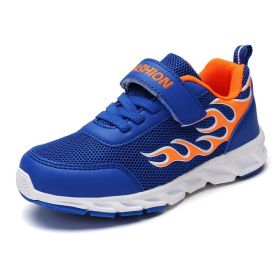 Kids Running Shoes Boys Sneakers Breathable Air Mesh Anti-Slippery Comfortable Casual Footwear Child Light Sport Shoe Size 31-40 (Color: blue orange, size: 1.5)