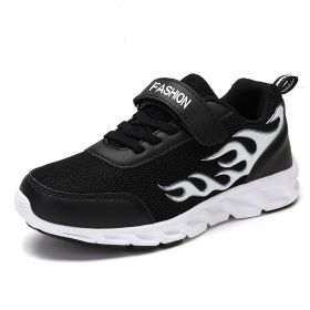 Kids Running Shoes Boys Sneakers Breathable Air Mesh Anti-Slippery Comfortable Casual Footwear Child Light Sport Shoe Size 31-40 (Color: BLACK WHITE, size: 3)