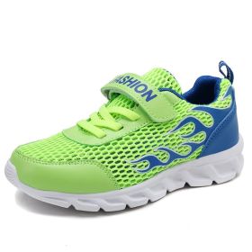 Kids Running Shoes Boys Sneakers Breathable Air Mesh Anti-Slippery Comfortable Casual Footwear Child Light Sport Shoe Size 31-40 (Color: green hollow upper, size: 2.5)