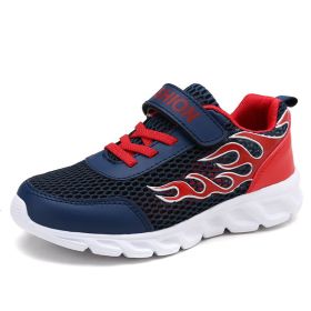 Kids Running Shoes Boys Sneakers Breathable Air Mesh Anti-Slippery Comfortable Casual Footwear Child Light Sport Shoe Size 31-40 (Color: darkblue  hollow, size: 5.5)