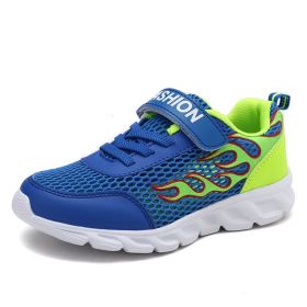 Kids Running Shoes Boys Sneakers Breathable Air Mesh Anti-Slippery Comfortable Casual Footwear Child Light Sport Shoe Size 31-40 (Color: blue hollow upper, size: 4)