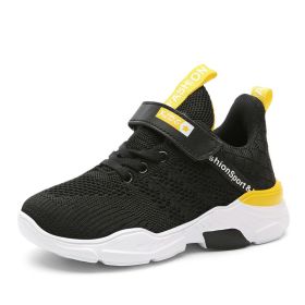 2022 New Children Mesh Breathable Sneakers Fashion Casual Lightweight Running Shoes Boys Outdoor Anti-slip Tennis Sports Shoes (Color: Black, size: 39)